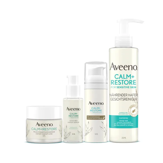 aveeno-calm-restore-hautpflege-set-4-teilig-mit-reiniger-f-r-empfindliche-haut image 1