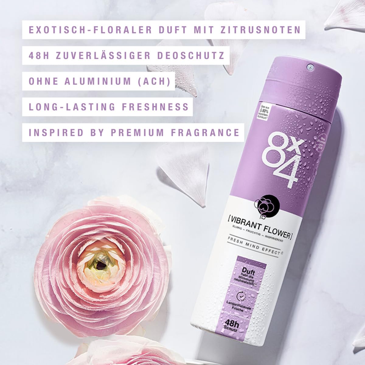 8x4-vibrant-flower-deospray-150-ml-exotisch-floral-ohne-aluminium-ach-48h-schutz image 2