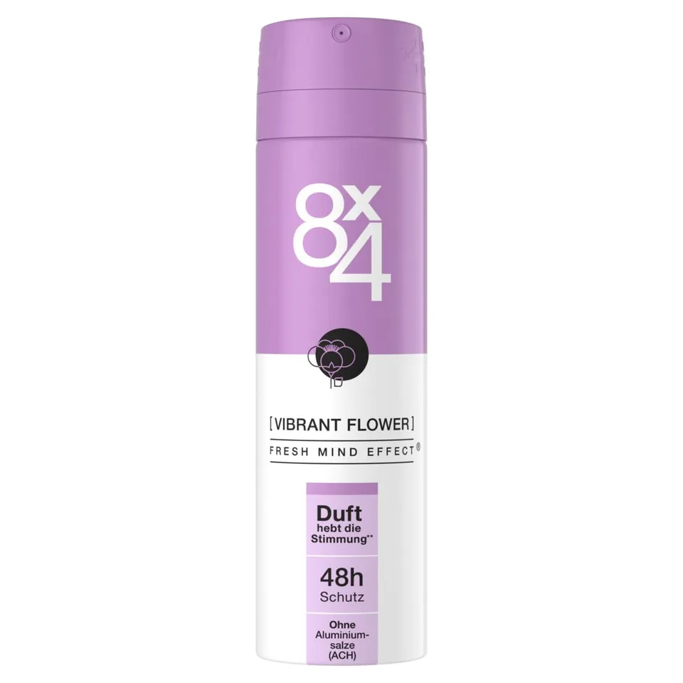 8x4-vibrant-flower-deospray-150-ml-exotisch-floral-ohne-aluminium-ach-48h-schutz image 1