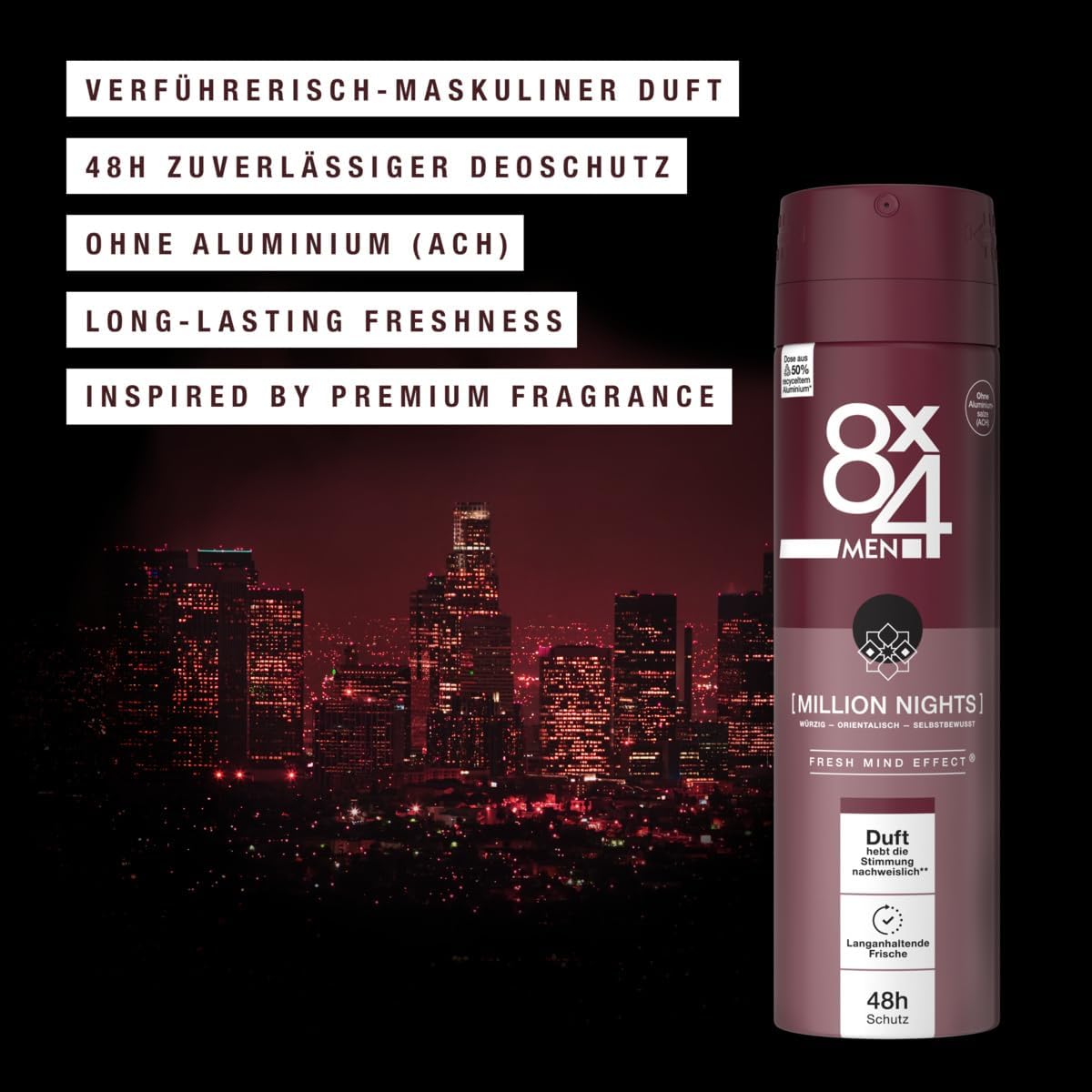 8x4-men-million-nights-deospray-150-ml-orientalisch-ohne-aluminium-ach-48h-schut image 2